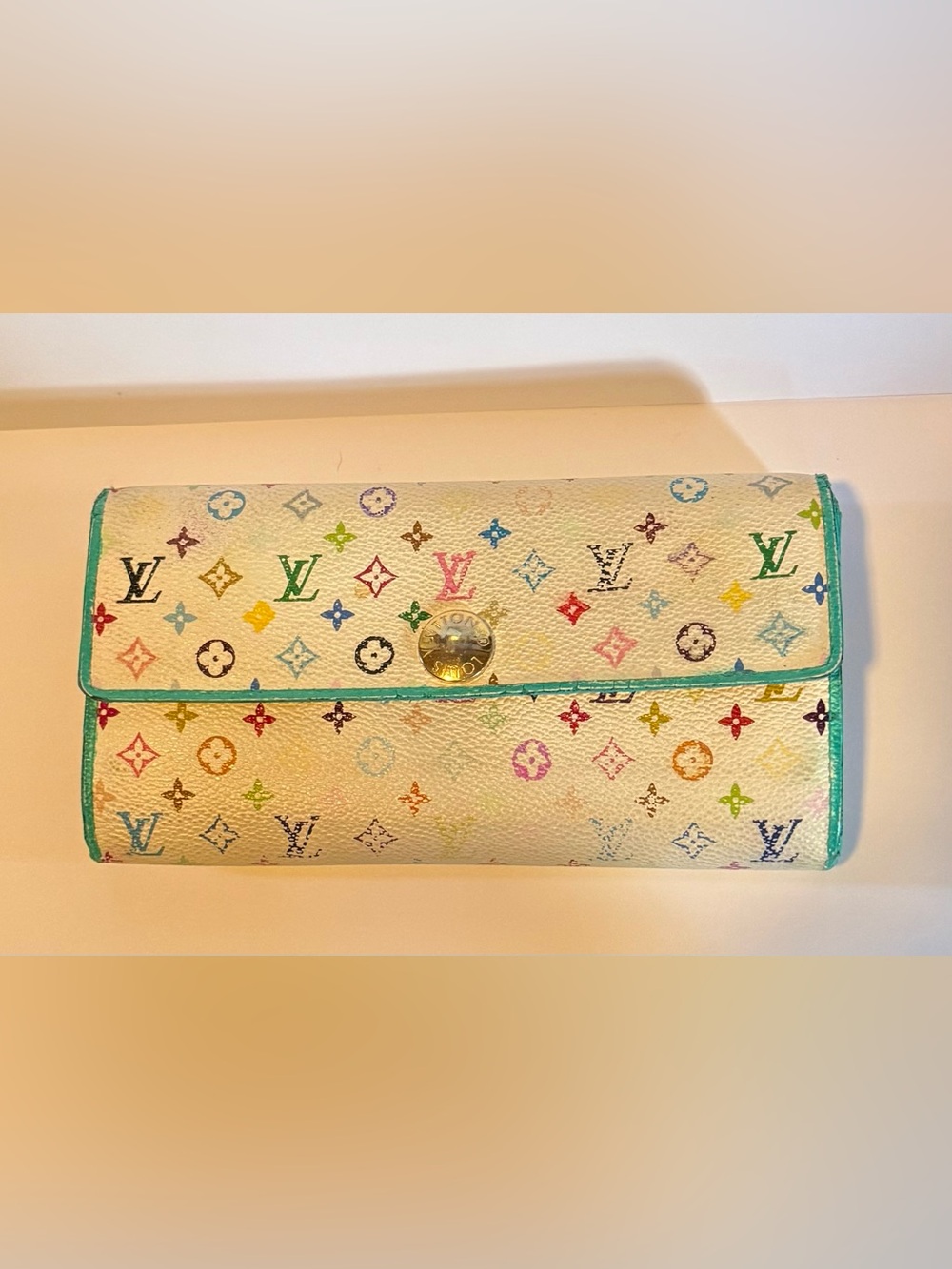 Authentic Louis Vuitton Multicolore Wallet Hand Painted One of a Kind